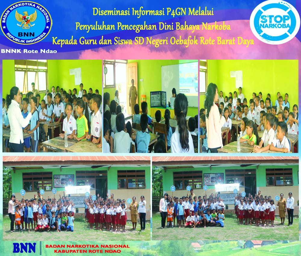 Diseminasi Informasi P4GN melalui Penyuluhan Pencegahan Dini Bahaya Narkoba kepada Guru dan Siswa SD Negeri Oebafok Rote Barat Daya Diseminasi Informasi P4GN melalui Penyuluhan Pencegahan Dini Bahaya Narkoba kepada Guru dan Siswa SD Negeri Oebafok Rote Barat Daya