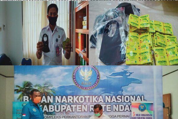 Cegah Covid - 19, BNNK Rote Ndao melakukan pembagian material kesehatan dan obat penunjang kesehatan kepada pegawai