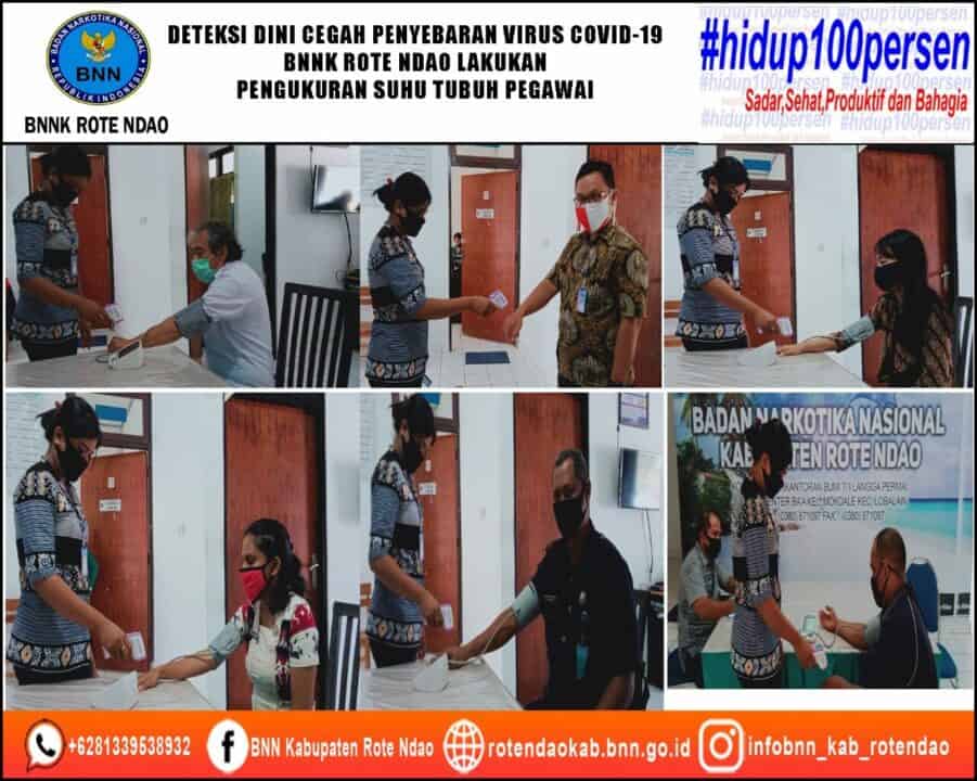 Deteksi Dini Penyebaran Virus Covid-19, BNNK Rote Ndao Melakukan Pengukuran Suhu Tubuh Pegawai