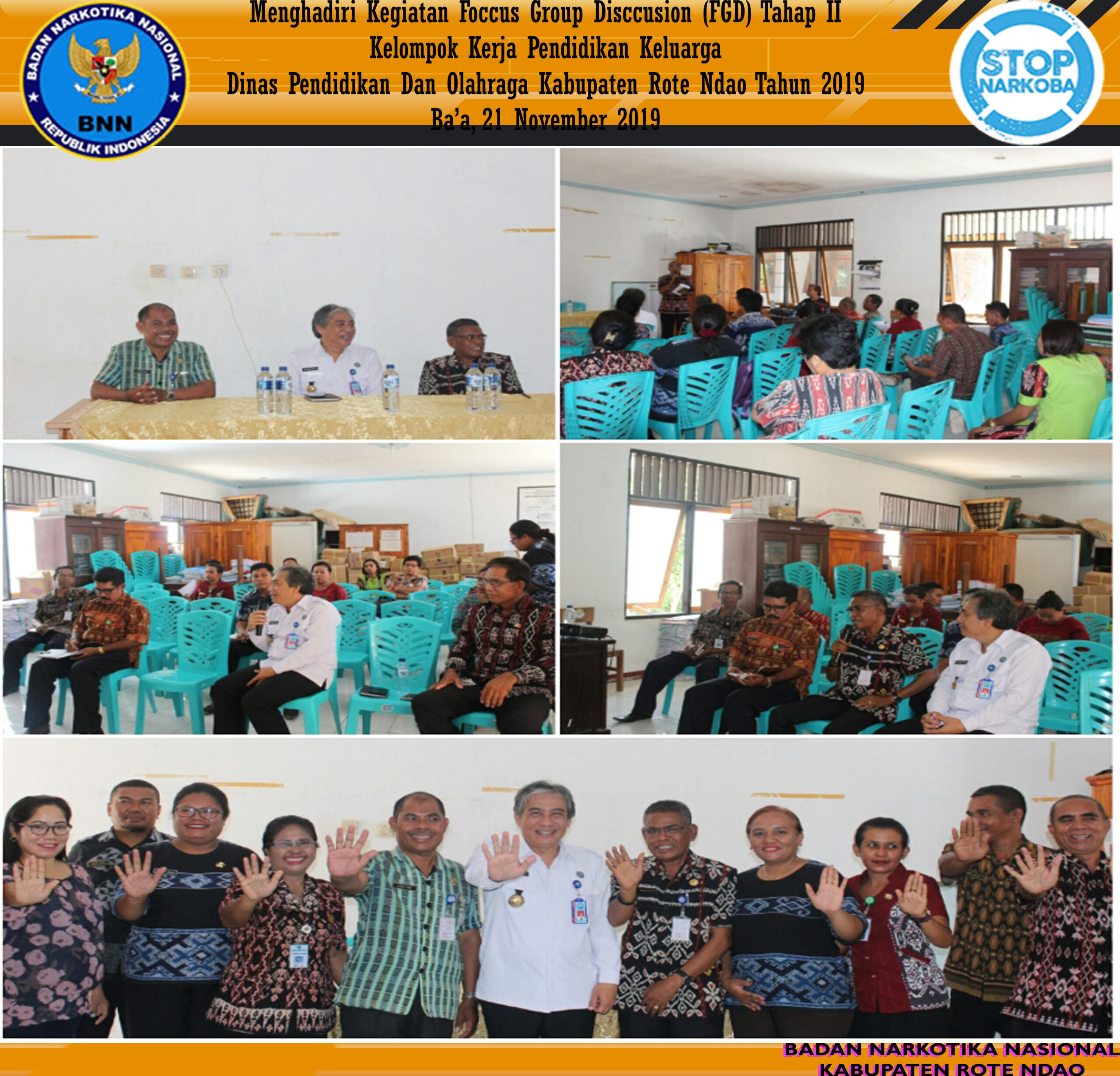 Kepala BNNK Rote Ndao Menghadiri Kegiatan Focus Group Discussion (FGD) Tahap II Kelompok Kerja Pendidikan Keluarga Dinas Pendidikan dan Olahraga Kabupaten Rote Ndao Tahun 2019 Kepala BNNK Rote Ndao Menghadiri Kegiatan Focus Group Discussion (FGD) Tahap II Kelompok Kerja Pendidikan Keluarga Dinas Pendidikan dan Olahraga Kabupaten Rote Ndao Tahun 2019