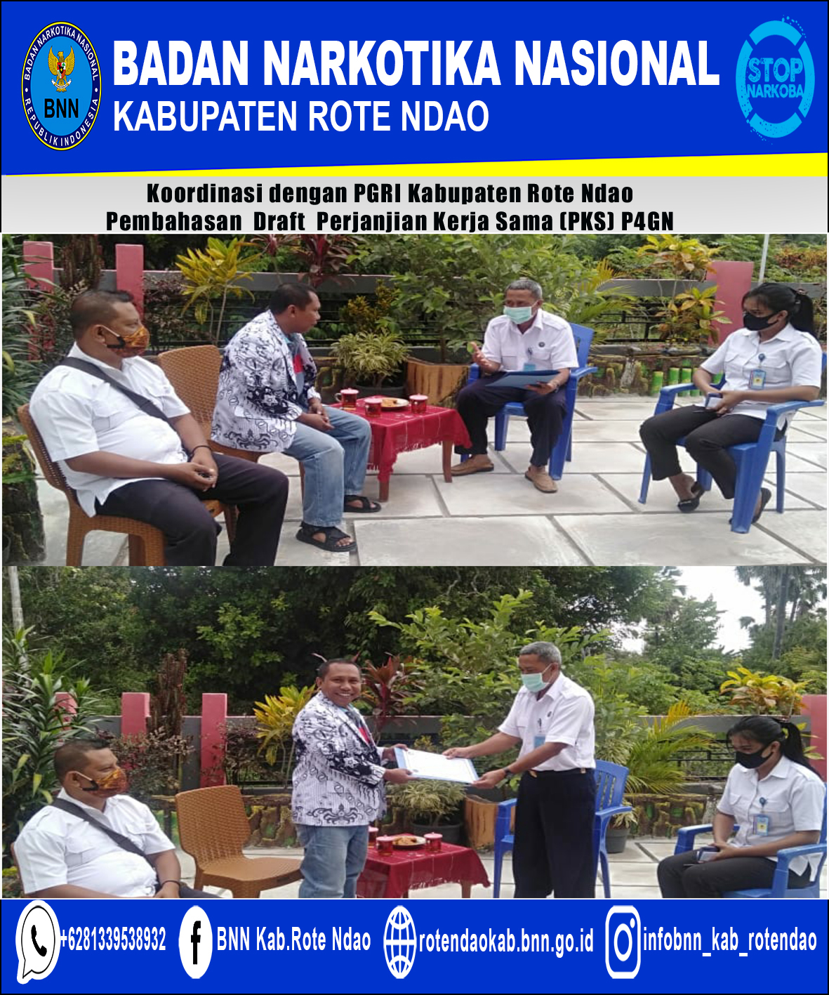 Koordinasi Dengan Organisasi PGRI Kabupaten Rote Ndao Pembahasan Draft Perjanjian Kerja Sama (PKS) P4GN Koordinasi Dengan Organisasi PGRI Kabupaten Rote Ndao Pembahasan Draft Perjanjian Kerja Sama (PKS) P4GN