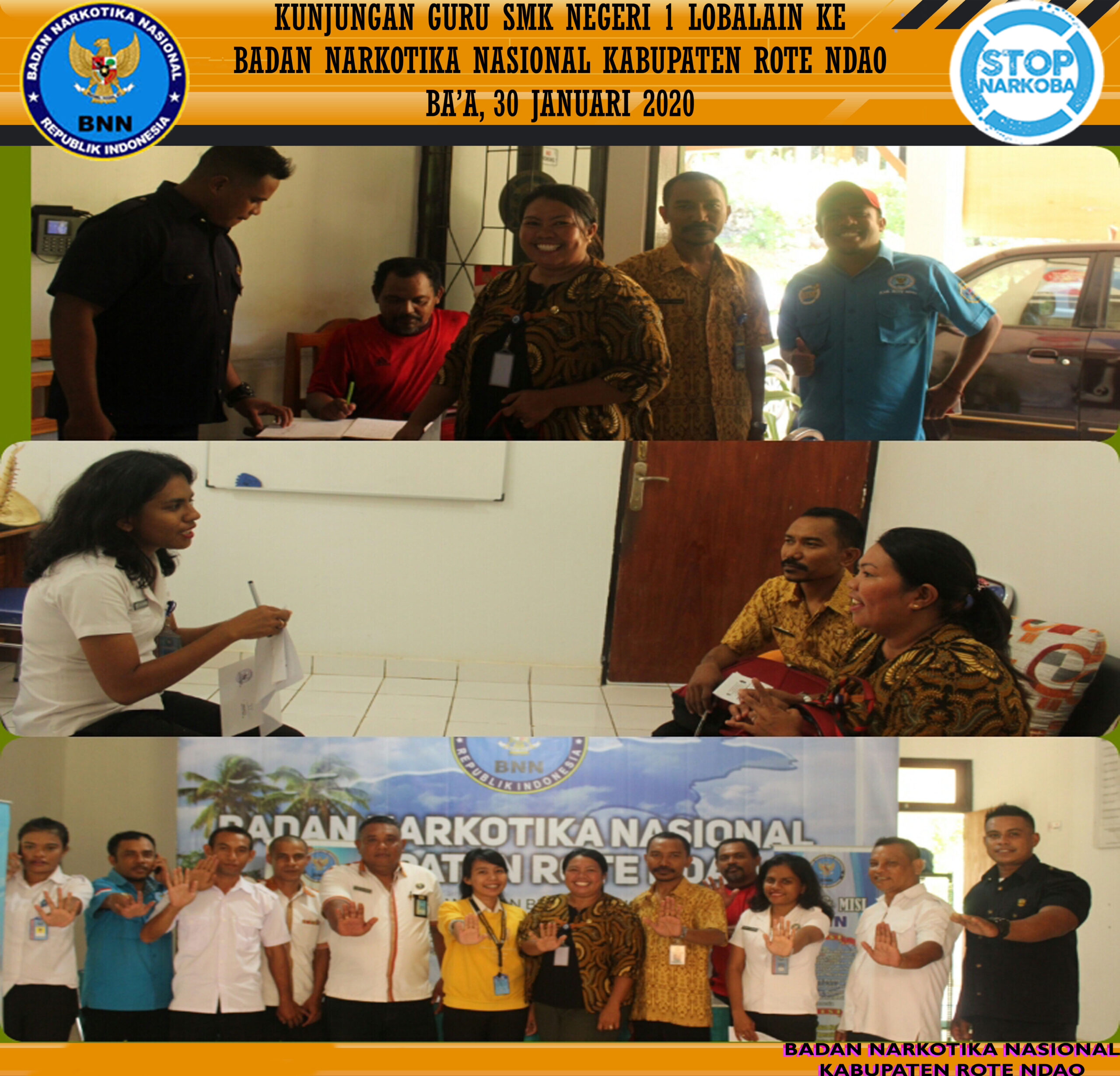 BNNK Rote Ndao mendapat kunjungan Guru SMK Negeri 1 Lobalain dan di percaya sebagai tempat magang/praktek Siswa SMK Negeri 1 Lobalain BNNK Rote Ndao mendapat kunjungan Guru SMK Negeri 1 Lobalain dan di percaya sebagai tempat magang/praktek Siswa SMK Negeri 1 Lobalain
