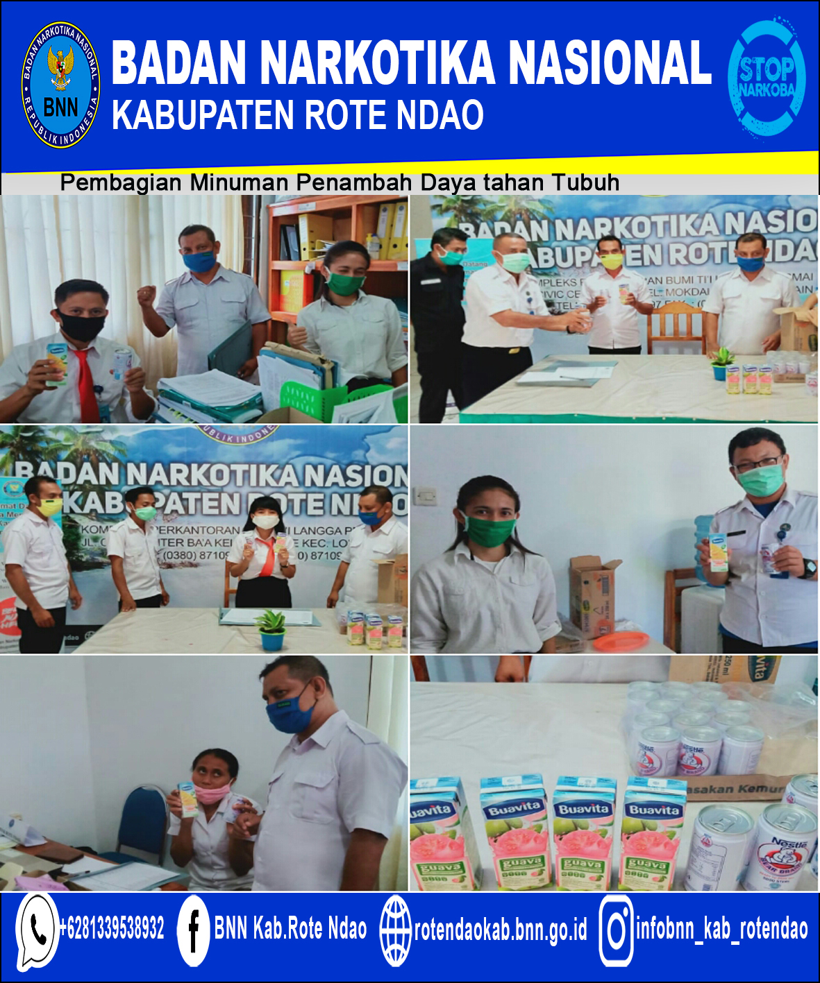 Cegah Covid - 19, BNNK Rote Ndao Melakukan Pembagian Minuman Penambah Daya Tahan Tubuh Kepada Pegawai Cegah Covid - 19, BNNK Rote Ndao Melakukan Pembagian Minuman Penambah Daya Tahan Tubuh Kepada Pegawai
