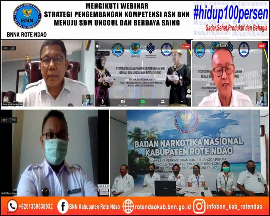Mengikuti Webinar Strategi Pengembangan Kompetensi ASN BNN menuju SDM Unggul dan Berdaya Saing