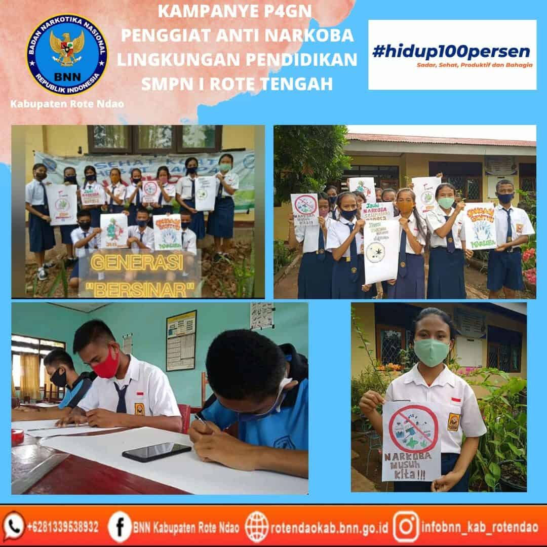 Kampanye P4GN Penggiat Anti Narkoba Lingkungan Pendidikan SMPN 1 Rote Tengah Kampanye P4GN Penggiat Anti Narkoba Lingkungan Pendidikan SMPN 1 Rote Tengah