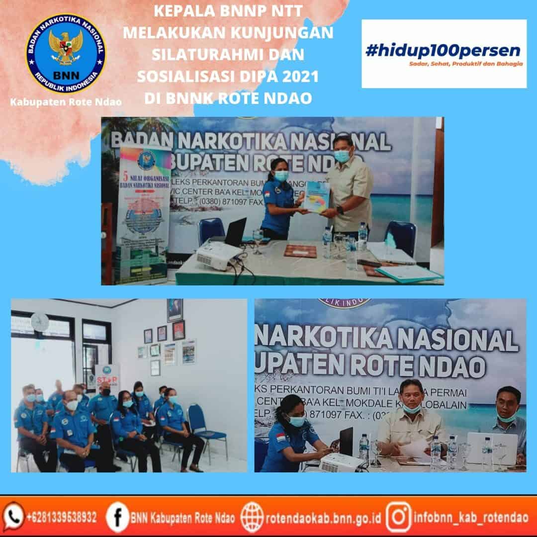 Kepala BNNP NTT Melakukan Kunjungan Silaturahmi dan Sosialisasi DIPA 2021 di BNNK Rote Ndao Kepala BNNP NTT Melakukan Kunjungan Silaturahmi dan Sosialisasi DIPA 2021 di BNNK Rote Ndao