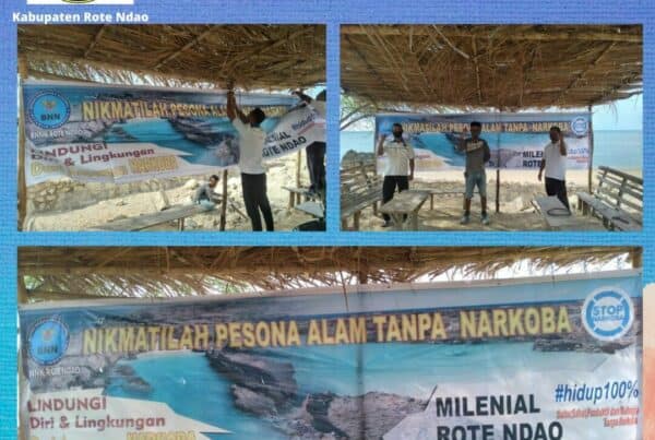 Pemasangan Spanduk Cegah Bahaya Narkoba pada Tempat Wisata Telindale Rote Tengah
