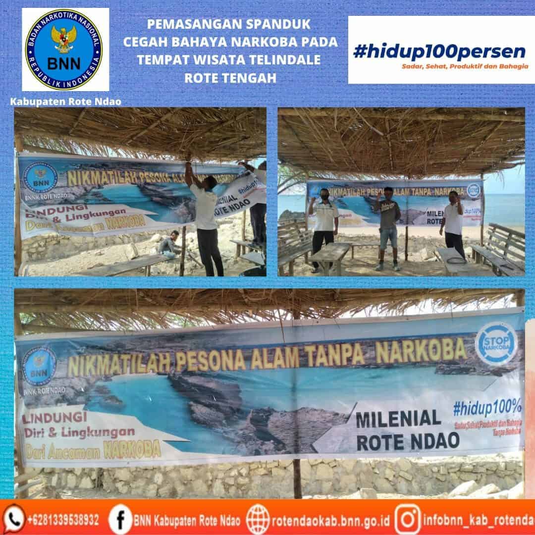 Pemasangan Spanduk Cegah Bahaya Narkoba pada Tempat Wisata Telindale Rote Tengah Pemasangan Spanduk Cegah Bahaya Narkoba pada Tempat Wisata Telindale Rote Tengah