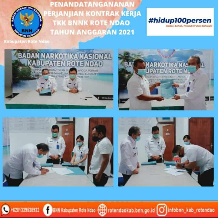 Penandatanganan Perjanjian Kontrak Kerja Tenaga Kerja Kontrak BNNK Rote Ndao Tahun Anggaran 2021