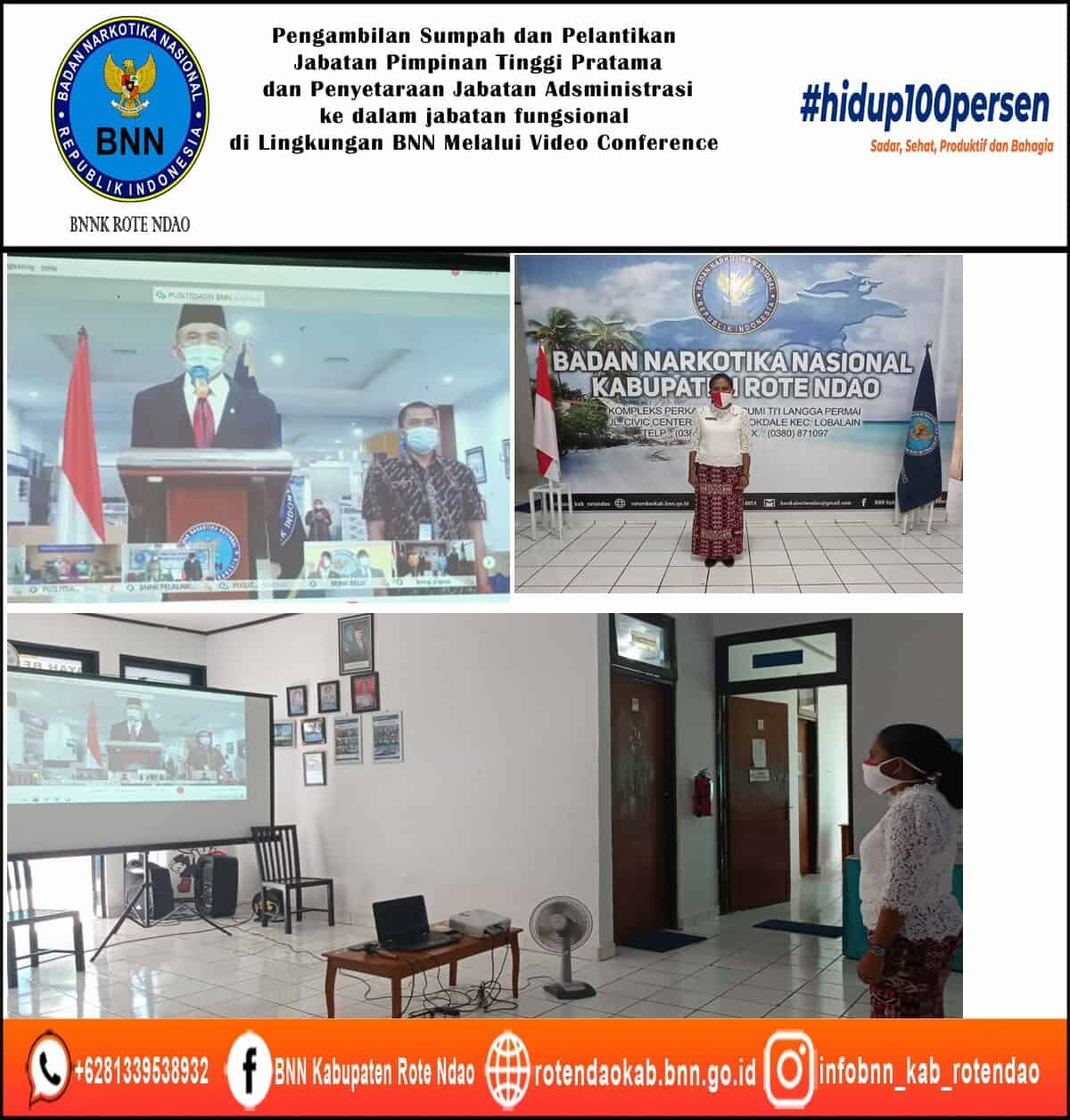 Pengambilan Sumpah dan Pelantikan Jabatan Pimpinan Tinggi Pratama dan Penyetaraan Jabatan Administrasi ke dalam Jabatan Fungsional di Lingkungan BNN Melalui Video Conference Pengambilan Sumpah dan Pelantikan Jabatan Pimpinan Tinggi Pratama dan Penyetaraan Jabatan Administrasi ke dalam Jabatan Fungsional di Lingkungan BNN Melalui Video Conference