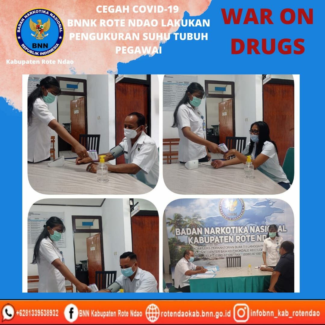 Cegah Covid-19, BNNK Rote Ndao Lakukan Tes Suhu Tubuh Pegawai Cegah Covid-19, BNNK Rote Ndao Lakukan Tes Suhu Tubuh Pegawai