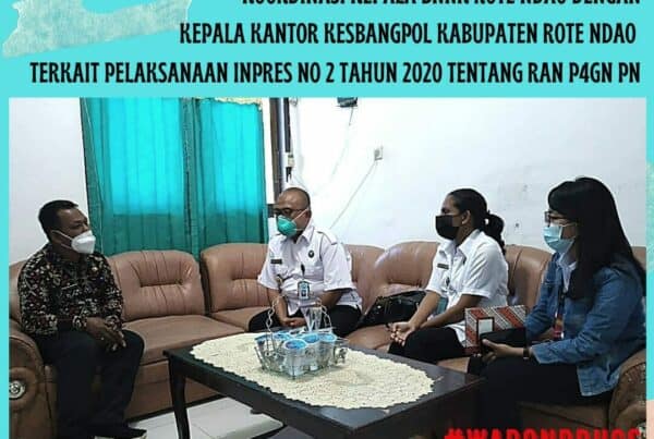Kepala BNNK Rote Ndao melakukan koordinasi dengan Kepala Kantor Kesbangpol terkait Pelaksanaan Inpres Nomor 2 Tahun 2020 tentang RAN P4GN dan PN