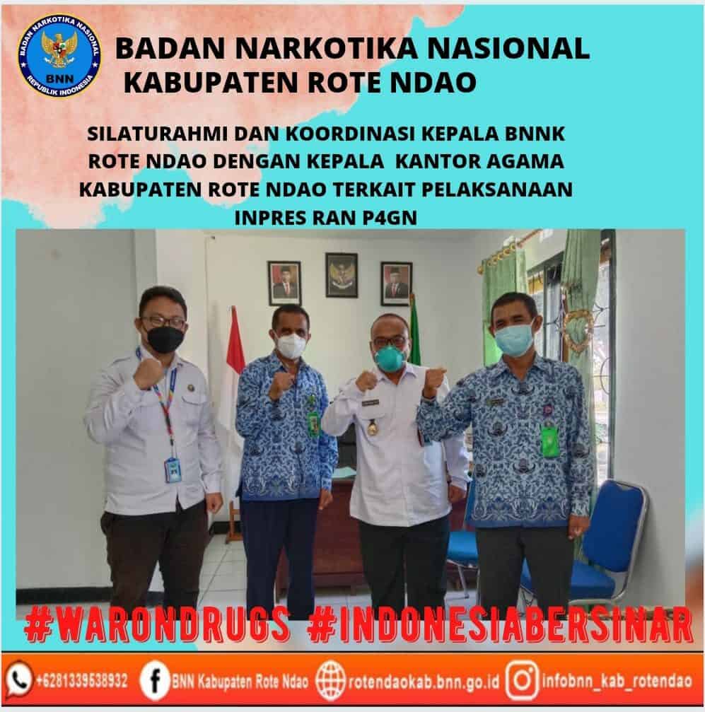 Silaturahmi dan koordinasi Kepala BNNK Rote Ndao dengan Kepala Kantor Kementerian Agama Kabupaten Rote Ndao terkait pelaksanaan Inpres RAN P4GN Silaturahmi dan koordinasi Kepala BNNK Rote Ndao dengan Kepala Kantor Kementerian Agama Kabupaten Rote Ndao terkait pelaksanaan Inpres RAN P4GN