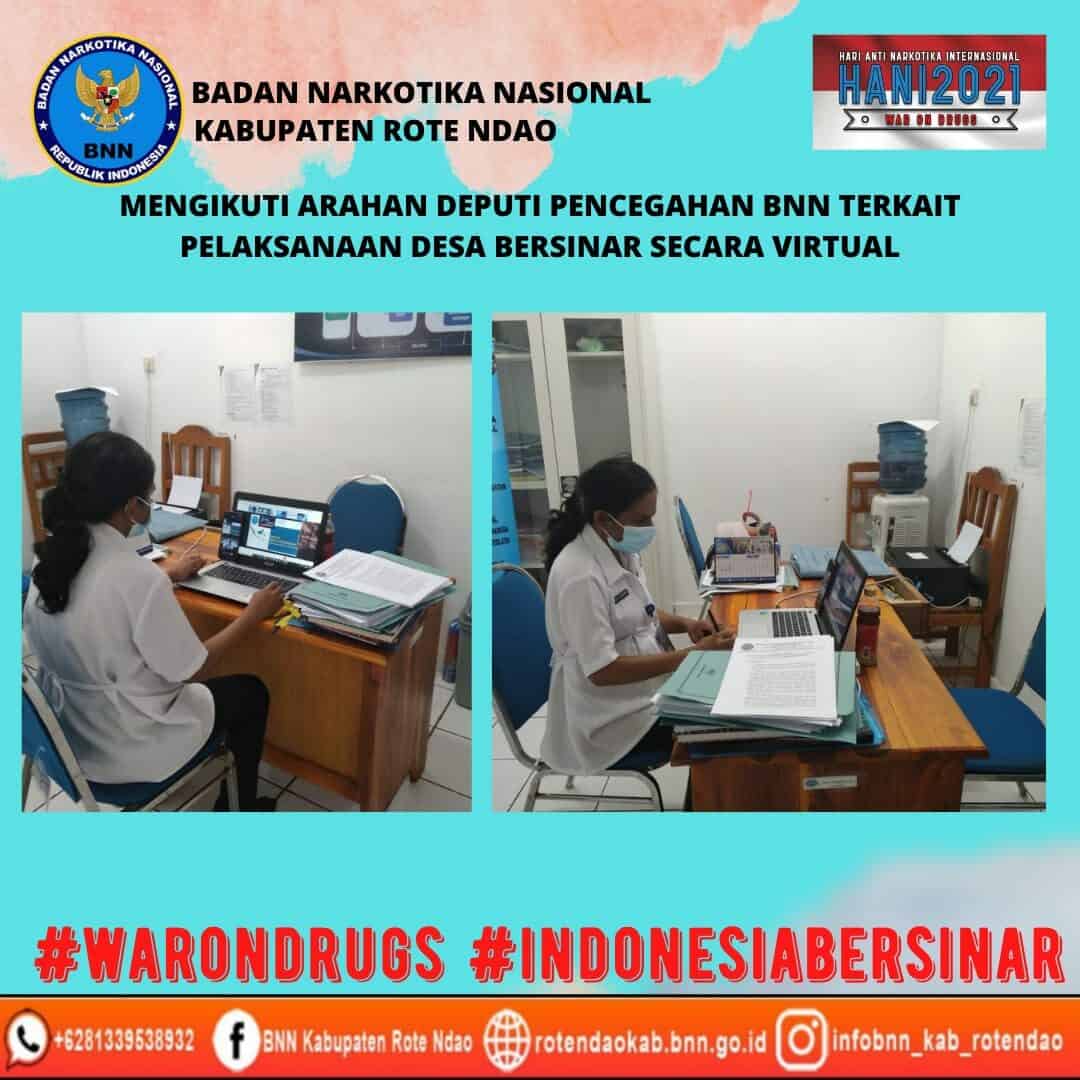 Mengikuti arahan Deputi Pencegahan BNN terkait pelaksanaan desa bersinar secara virtual Mengikuti arahan Deputi Pencegahan BNN terkait pelaksanaan desa bersinar secara virtual
