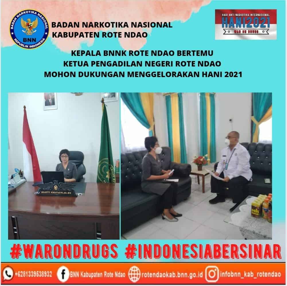 Kepala BNNK Rote Ndao bertemu Ketua Pengadilan Negeri Rote Ndao mohon dukungan menggelorakan HANI 2021 dan pembuatan Video pendek ucapan HANI 2021 Kepala BNNK Rote Ndao bertemu Ketua Pengadilan Negeri Rote Ndao mohon dukungan menggelorakan HANI 2021 dan pembuatan Video pendek ucapan HANI 2021