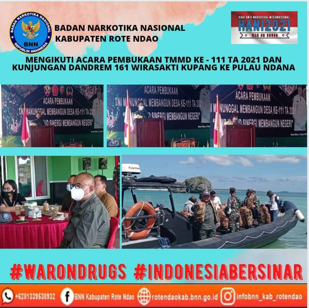 Kepala BNNK Rote Ndao mengikuti acara pembukaan TMMD ke -111 TA 2021 dan kunjungan Dandrem 161 Wirasakti Kupang ke Pulau Ndana Konsep Otomatis
