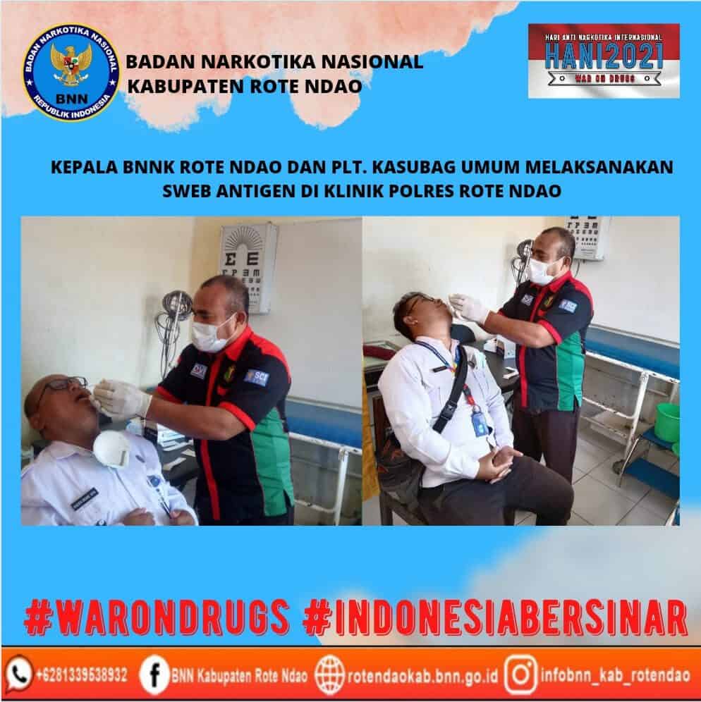 Cegah Covid-19, Kepala BNNK Rote Ndao dan Plt. Kasubag umum melaksanakan Sweb Antigen di Klinik Polres Rote Ndao Cegah Covid-19, Kepala BNNK Rote Ndao dan Plt. Kasubag umum melaksanakan Sweb Antigen di Klinik Polres Rote Ndao
