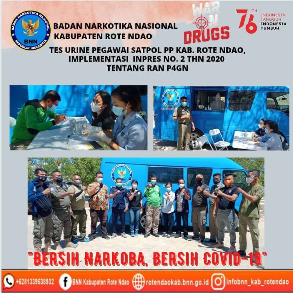 Tes Urine Pegawai Sat Pol PP Kabupaten Rote Ndao, lmplementasi Inpres Nomor 2 Tahun 2020 Tentang RAN P4GN Tes Urine Pegawai Sat Pol PP Kabupaten Rote Ndao, lmplementasi Inpres Nomor 2 Tahun 2020 Tentang RAN P4GN