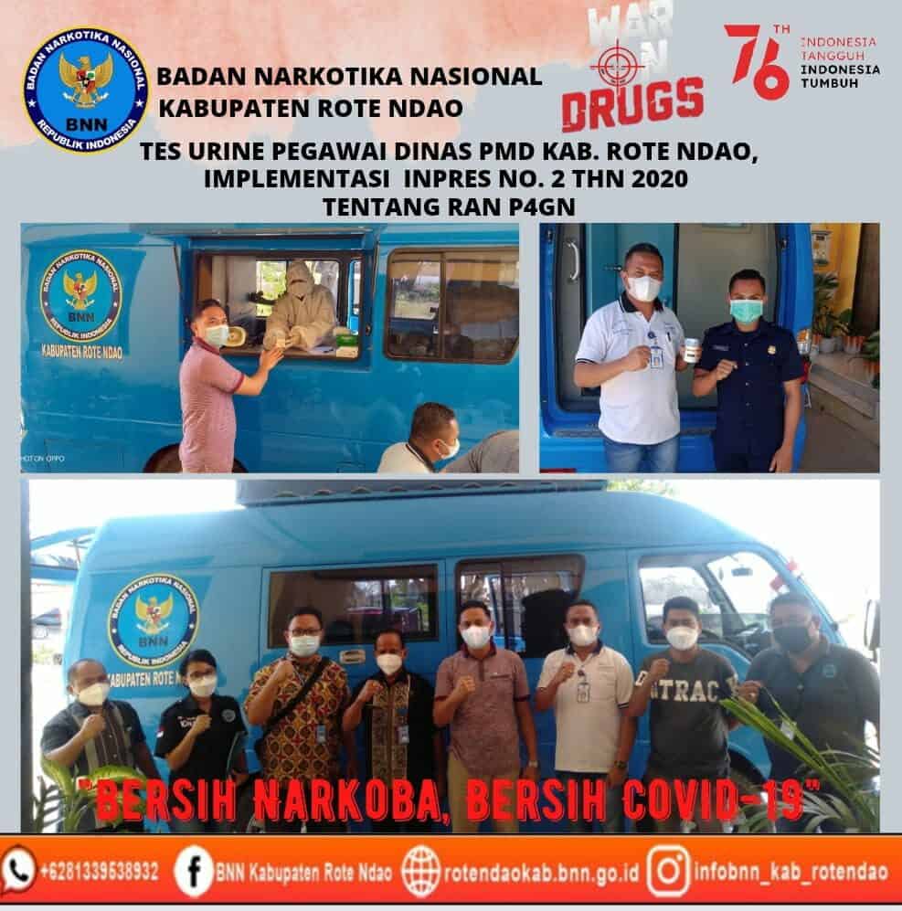 Tes Urine Pegawai Dinas PMD Kabupaten Rote Ndao, lmplementasi Inpres Nomor 2 Tahun 2020 Tentang RAN P4GN Tes Urine Pegawai Dinas PMD Kabupaten Rote Ndao, lmplementasi Inpres Nomor 2 Tahun 2020 Tentang RAN P4GN