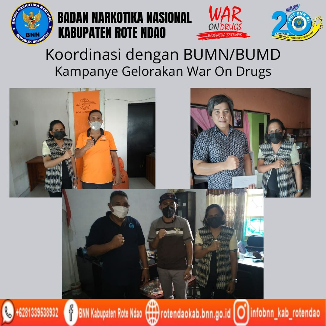 Seksi P2M BNNK Rote Ndao Koordinasi dengan BN/BUMD mohon dukungan Kampanye Gelorakan War On Drugs Seksi P2M BNNK Rote Ndao Koordinasi dengan BN/BUMD mohon dukungan Kampanye Gelorakan War On Drugs