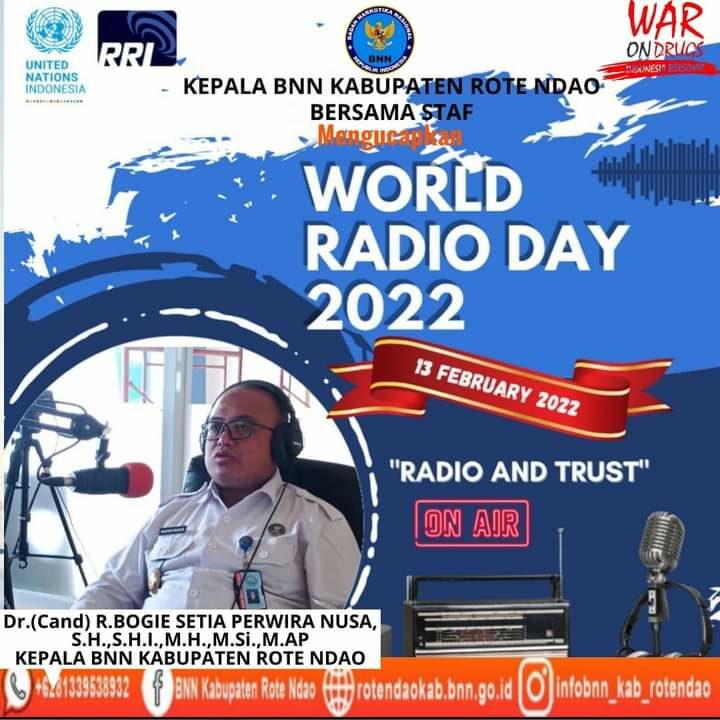 Kepala BNN Kabupaten Rote Ndao Bersama Staf Mengucapkan World Radio Day 2022 Kepala BNN Kabupaten Rote Ndao Bersama Staf Mengucapkan World Radio Day 2022