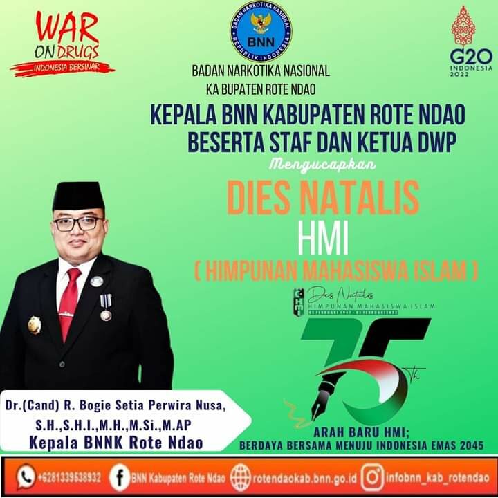 Kepala BNN Kabupaten Rote Ndao Beserta Staf dan Ketua Dharma Wanita Persatuan (DWP) Mengucapkan Selamat Dies Natalis HMI ke - 75 Kepala BNN Kabupaten Rote Ndao Beserta Staf dan Ketua Dharma Wanita Persatuan (DWP) Mengucapkan Selamat Dies Natalis HMI ke – 75