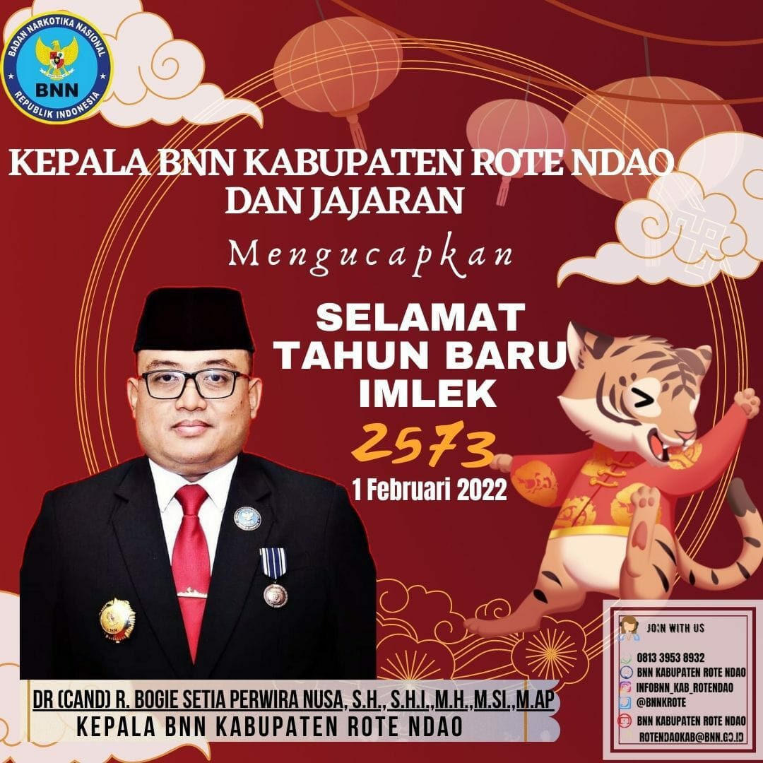 KEPALA BNN KABUPATEN ROTE NDAO MENGUCAPKAN SELAMAT TAHUN BARU IMLEK TAHUN 2022 KEPALA BNN KABUPATEN ROTE NDAO MENGUCAPKAN SELAMAT TAHUN BARU IMLEK TAHUN 2022