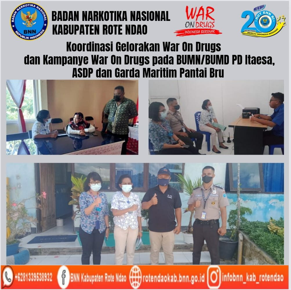 Koordinasi Gelorakan war on drugs dan kampanye war on drugs pada BUMN/BUMD PD Ita Esa, ASDP dan Garda Maritim Pantai Baru Koordinasi Gelorakan war on drugs dan kampanye war on drugs pada BUMN/BUMD PD Ita Esa, ASDP dan Garda Maritim Pantai Baru