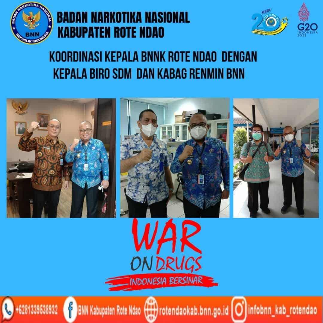 Koordinasi Kepala BNNK Rote Ndao dengan Kepala Biro SDM dan Kabag Renmin BNN Koordinasi Kepala BNNK Rote Ndao dengan Kepala Biro SDM dan Kabag Renmin BNN