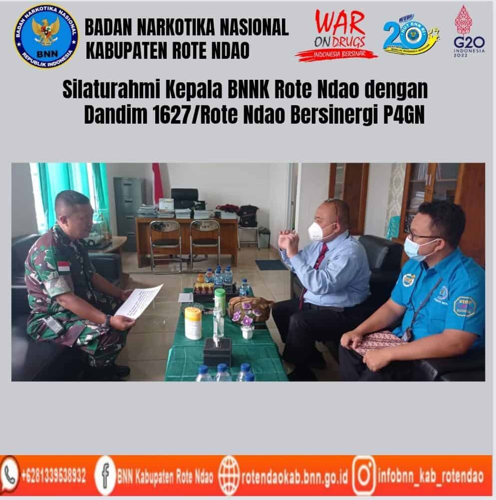 Silaturahmi Kepala BNNK Rote Ndao dengan Dandim 1627/Rote Ndao Bersinergi P4GN Silaturahmi Kepala BNNK Rote Ndao dengan Dandim 1627/Rote Ndao Bersinergi P4GN