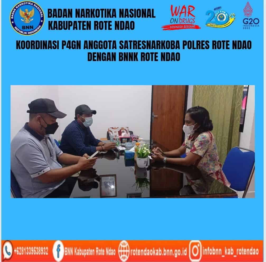 Koordinasi P4GN Anggota Satresnarkoba Polres Rote Ndao dengan dengan BNNK Rote Ndao Koordinasi P4GN Anggota Satresnarkoba Polres Rote Ndao dengan dengan BNNK Rote Ndao