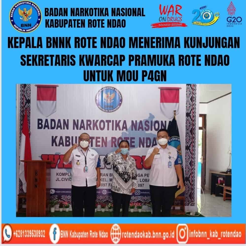 Kepala BNNK Rote Ndao menerima kunjungan Sekretaris Kwarcap Pramuka Rote Ndao untuk melakukan MOU P4GN Kepala BNNK Rote Ndao menerima kunjungan Sekretaris Kwarcap Pramuka Rote Ndao untuk melakukan MOU P4GN