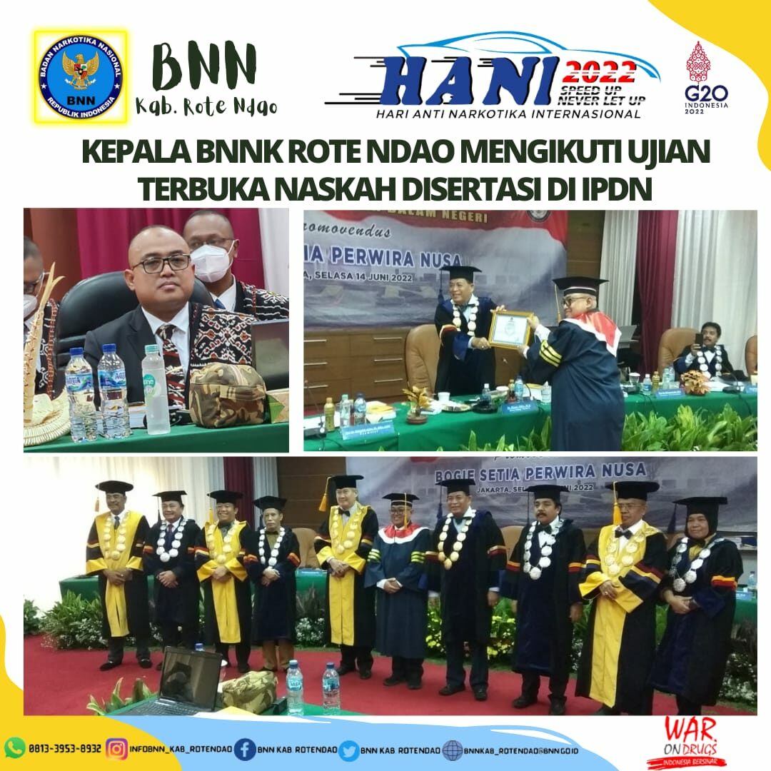 Kepala BNNK Rote Ndao Mengikuti Ujian Terbuka Naskah Disertasi di IPDN Kepala BNNK Rote Ndao Mengikuti Ujian Terbuka Naskah Disertasi di IPDN