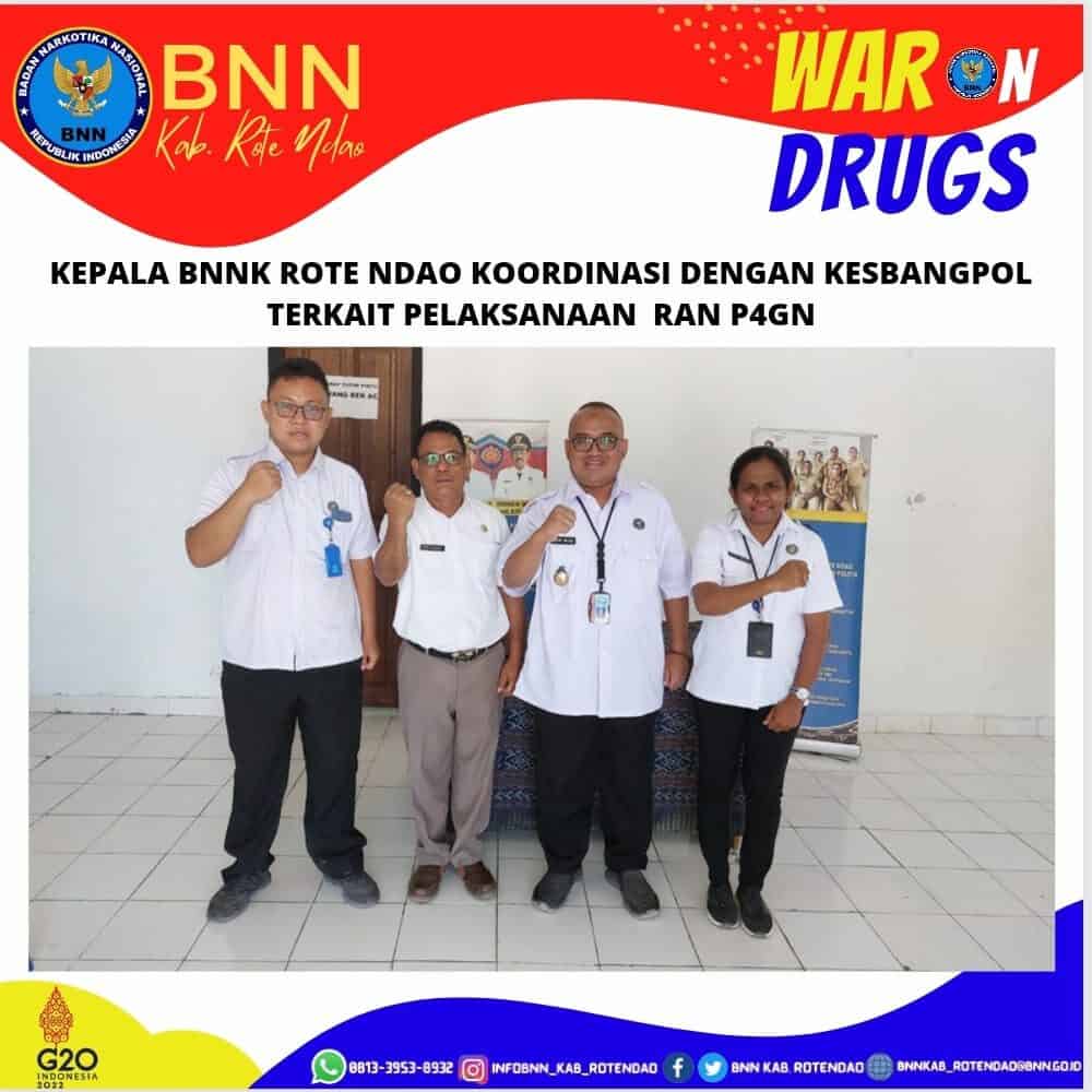 Kepala BNNK Rote Ndao Koordinasi dengan Kepala Kantor Kesbangpol terkait pelaksanaan RAN P4GN Kepala BNNK Rote Ndao Koordinasi dengan Kepala Kantor Kesbangpol terkait pelaksanaan RAN P4GN