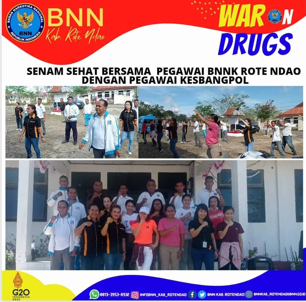 Senam Sehat Bersama Pegawai BNNK Rote Ndao dengan Pegawai Kesbangpol Kabupaten Rote Ndao Senam Sehat Bersama Pegawai BNNK Rote Ndao dengan Pegawai Kesbangpol Kabupaten Rote Ndao