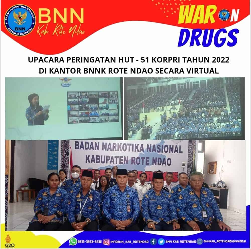 Upacara Peringatan HUT Ke - 51 Korpri Tahun 2022 di lingkuangan Kantor BNNK Rote Ndao Secara Virtual Upacara Peringatan HUT Ke – 51 Korpri Tahun 2022 di lingkuangan Kantor BNNK Rote Ndao Secara Virtual