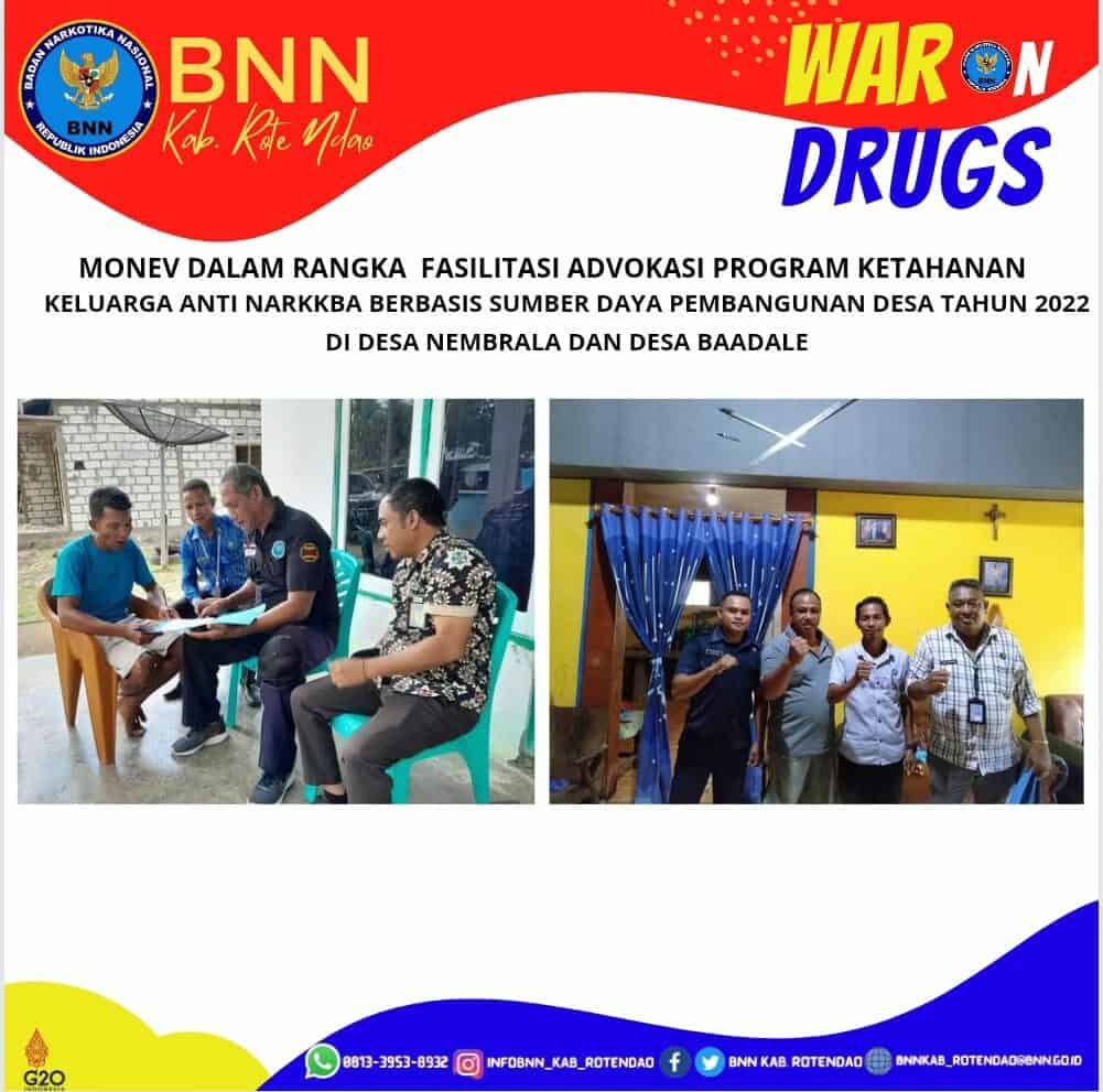Monitoring dan Evaluasi dalam Rangka Fasilitasi Advokasi Program Ketahanan Keluarga Anti Narkoba Berbasis Sumber Daya Pembanguan Desa di Desa Nembrala dan Desa Baadale. Monitoring dan Evaluasi dalam Rangka Fasilitasi Advokasi Program Ketahanan Keluarga Anti Narkoba Berbasis Sumber Daya Pembanguan Desa di Desa Nembrala dan Desa Baadale.