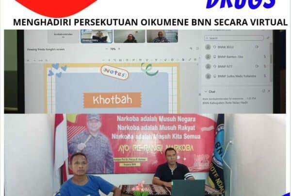 Menghadiri Persekutuan Oikumene BNN secara virtual