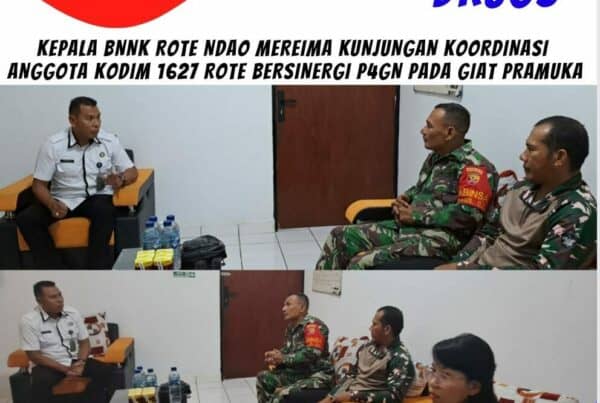 Kepala BNNK Rote Ndao menerima kunjungan koordinasi P4GN Anggota Kodim 1627 Rote