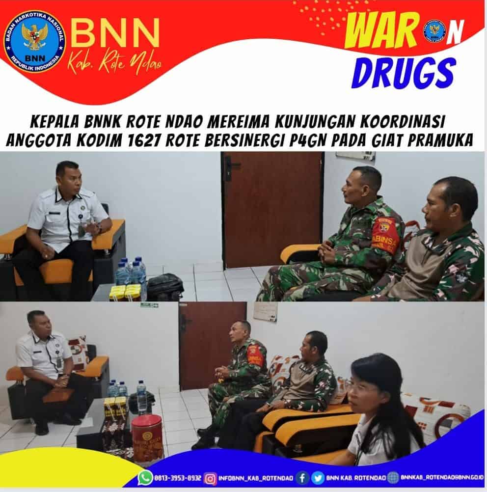Kepala BNNK Rote Ndao menerima kunjungan koordinasi P4GN Anggota Kodim 1627 Rote Kepala BNNK Rote Ndao menerima kunjungan koordinasi P4GN Anggota Kodim 1627 Rote