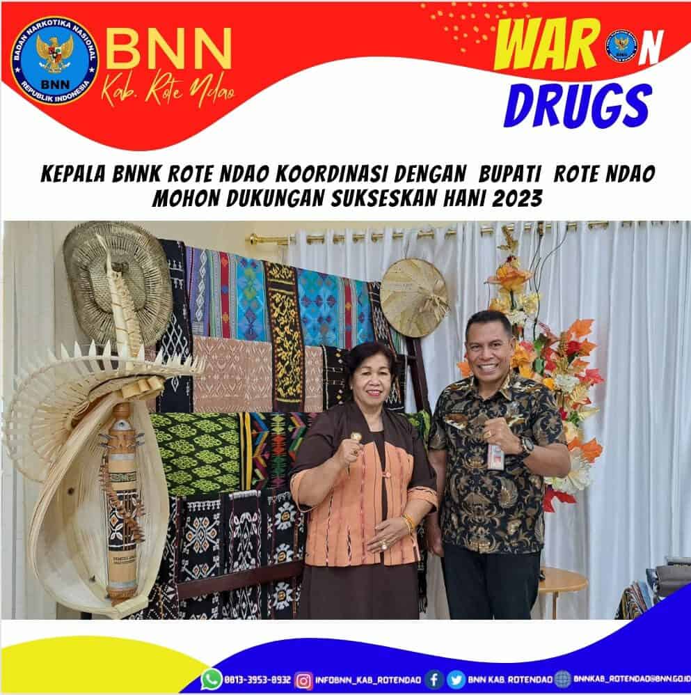 Kepala BNNK Rote Ndao koordinasi dengan Bupati Rote Ndao mohon dukungan Sukseskan HANI 2023. Kepala BNNK Rote Ndao koordinasi dengan Bupati Rote Ndao mohon dukungan Sukseskan HANI 2023.