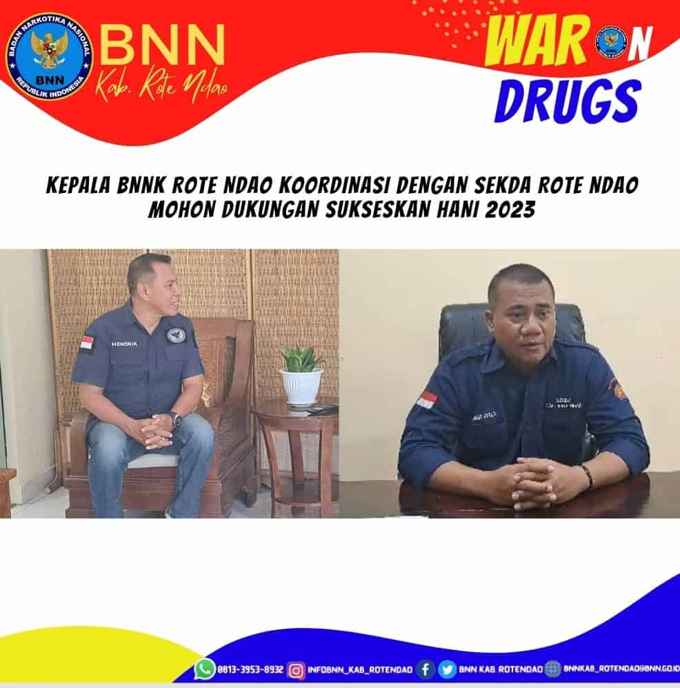 Kepala BNNK Rote Ndao Koordinasi dengan Sekda Rote Ndao mohon dukungan Sukseskan HANI 2023. Kepala BNNK Rote Ndao Koordinasi dengan Sekda Rote Ndao mohon dukungan Sukseskan HANI 2023.