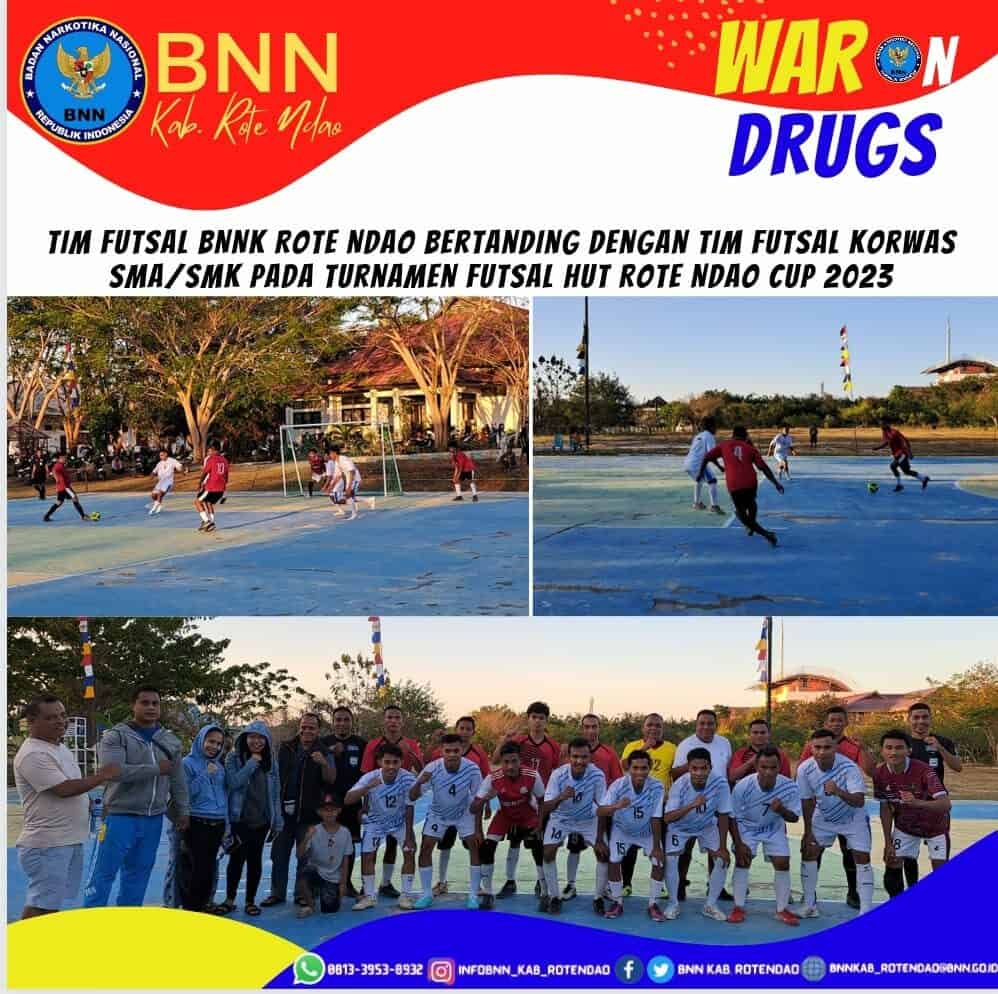 Tim Futsal Putra BNNK Rote Ndao bertanding dengan Tim Korwas pada Turnamen HUT Rote Ndao Cup, Gelorakan War On Drugs Agen Pemulihan IBM Desa Bo’a Sosialisasi P4GN kepada masyarakat
