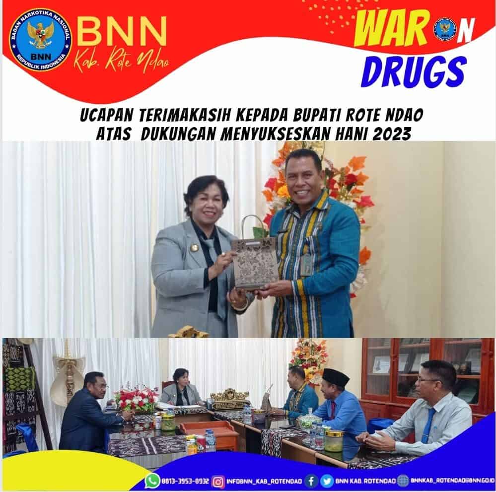 Ucapan Terimakasih Kepala BNNK Rote Ndao kepada Bupati Rote Ndao atas dukungan sukseskan HANI 2023 Ucapan Terimakasih Kepala BNNK Rote Ndao kepada Bupati Rote Ndao atas dukungan sukseskan HANI 2023