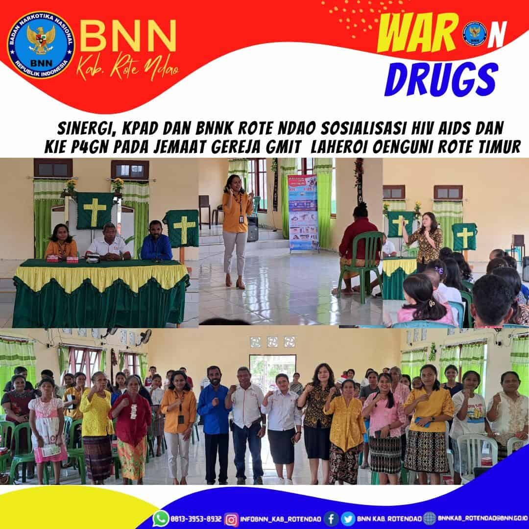 Sinergi KPAD Kabupaten Rote Ndao dan BNNK Rote Ndao Sosialisasi HIV AIDS dan KIE P4GN pada Gereja GMIT Laheroi Oenguni Rote Timur Sinergi KPAD Kabupaten Rote Ndao dan BNNK Rote Ndao Sosialisasi HIV AIDS dan KIE P4GN pada Gereja GMIT Laheroi Oenguni Rote Timur