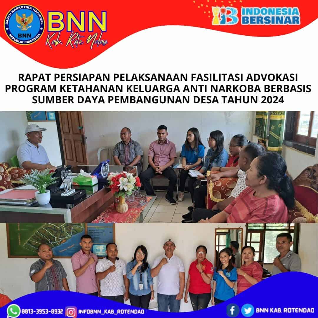 Rapat Persiapan dalam Rangka Pelaksanaan Fasilitasi Advokasi Program Ketahanan Keluarga Anti Narkoba Berbasis Sumber Daya Pembangunan Desa Tahun 2024 Rapat Persiapan dalam Rangka Pelaksanaan Fasilitasi Advokasi Program Ketahanan Keluarga Anti Narkoba Berbasis Sumber Daya Pembangunan Desa Tahun 2024