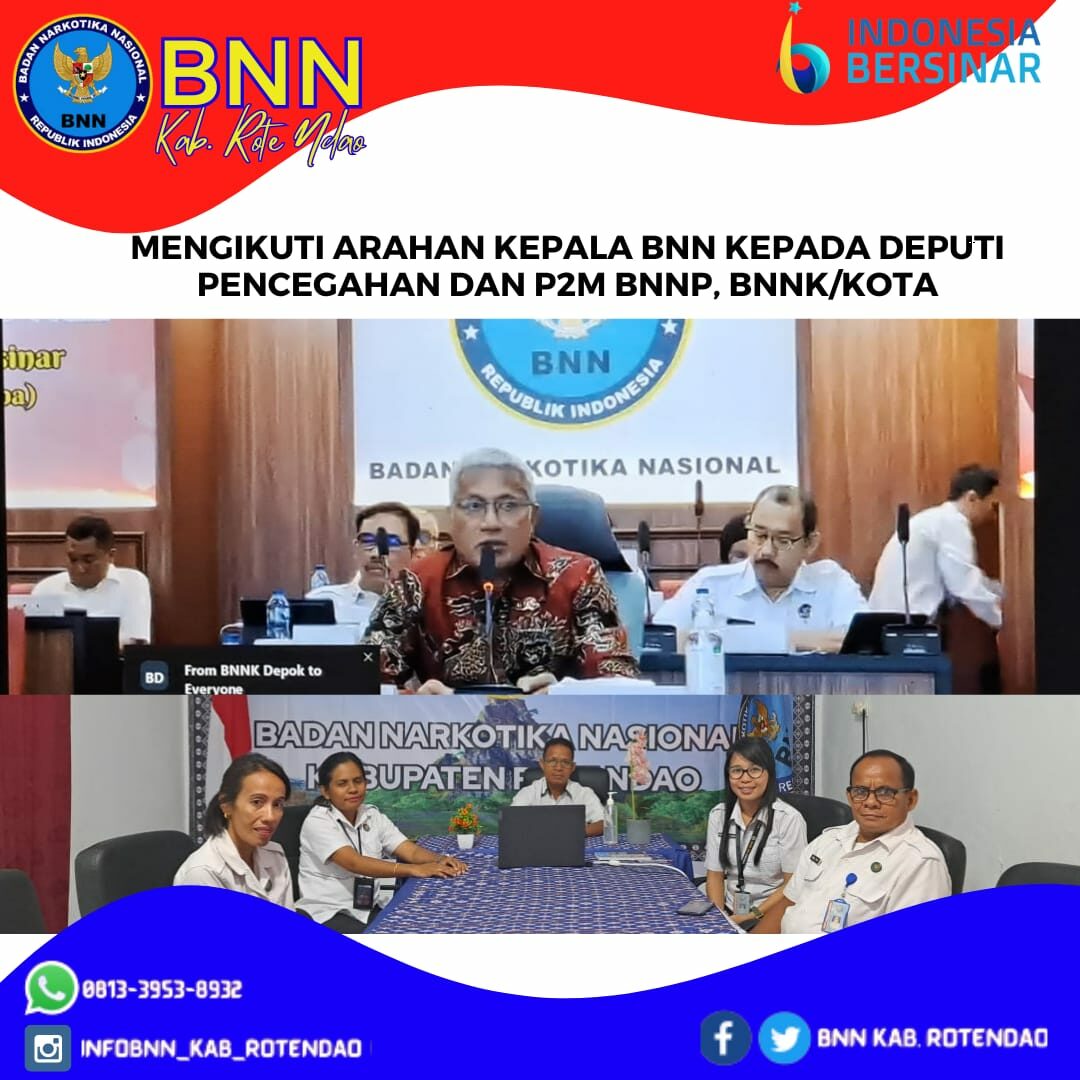Arahan Kepala BNN Kepada Deputi Pencegahan dan Jajaran, P2M BNNP dan BNNK/Kota se-Indonesia secara virtual Arahan Kepala BNN Kepada Deputi Pencegahan dan Jajaran, P2M BNNP dan BNNK/Kota se-Indonesia secara virtual